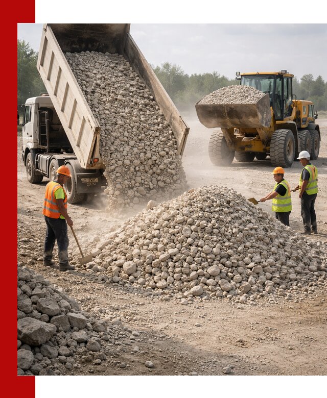 Доставка известнякового щебня фр. 40-70 в Липецке