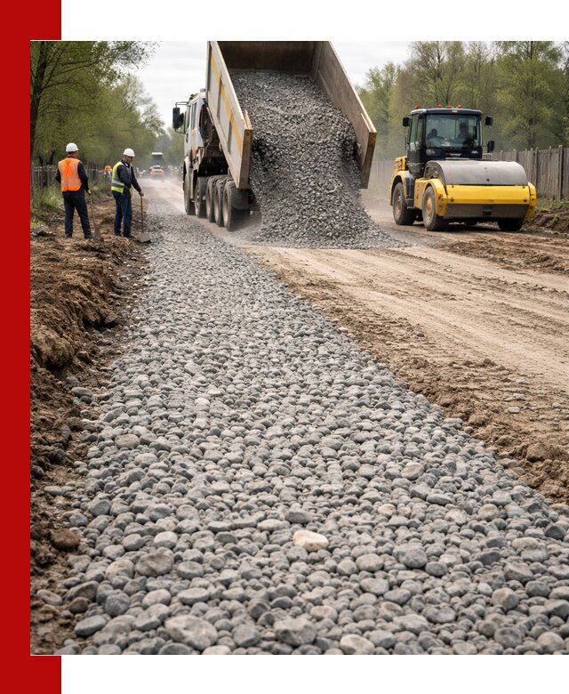 Доставка щебня для отсыпки дорог в Липецке высокого качества