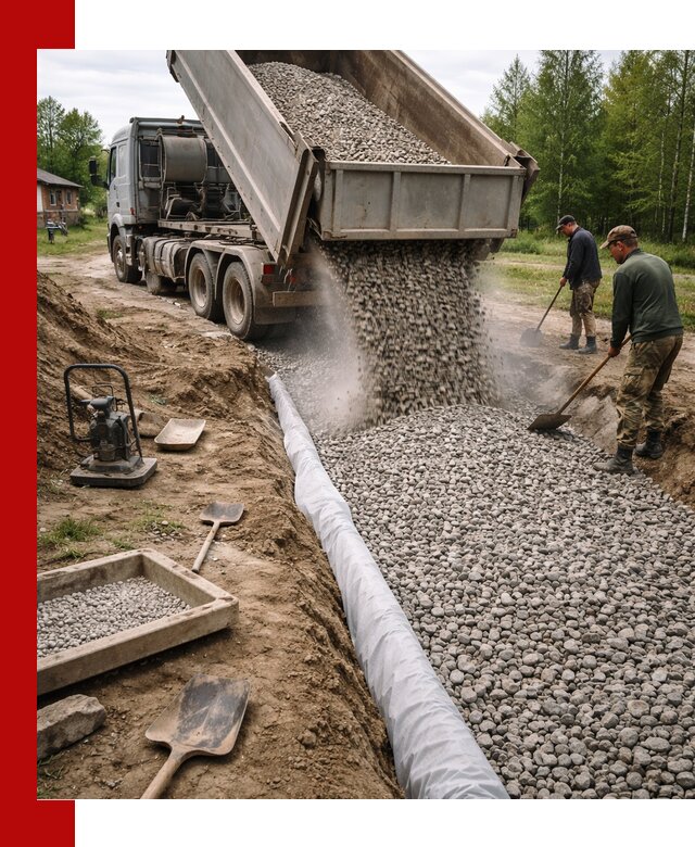 Гравий для дренажа с доставкой в Липецке качественный и недорогой