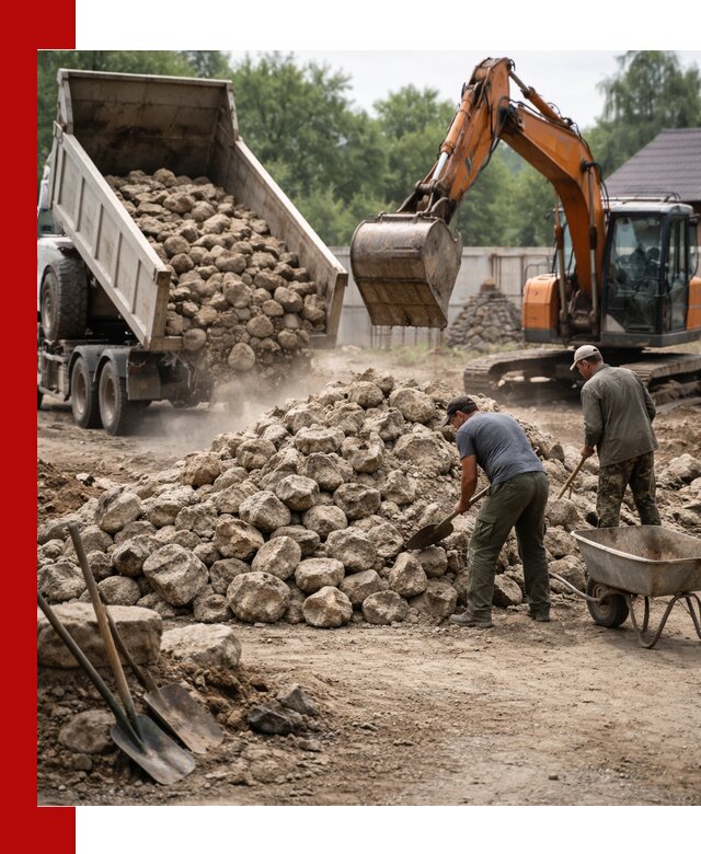 Доставка и разгрузка бутового камня в Липецке