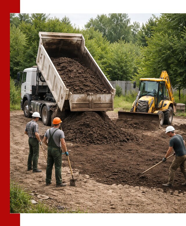 Доставка и укладка грунта для выравнивания участка в Липецке