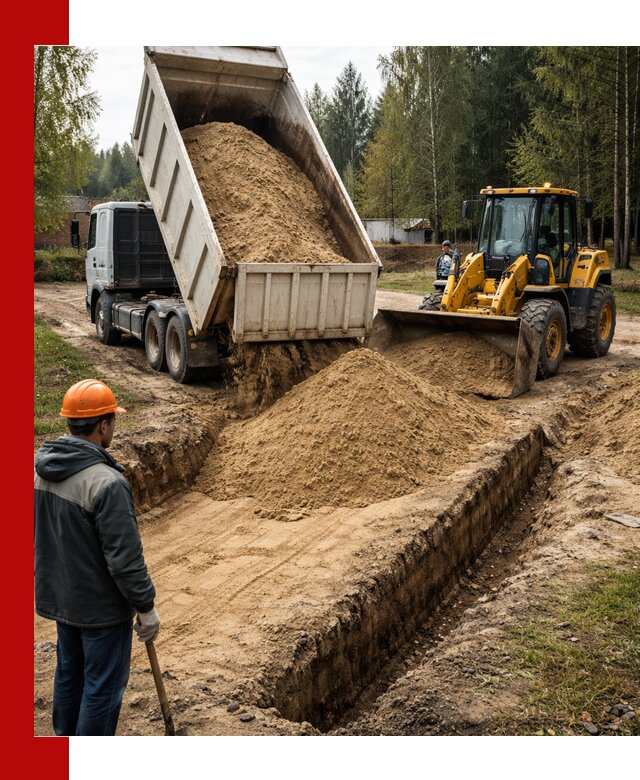 Доставка песчаного грунта в Липецке для строительных работ