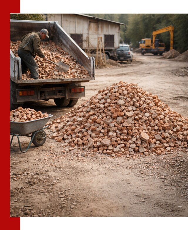 Доставка и подушка из боя кирпича с разгрузкой в Липецке