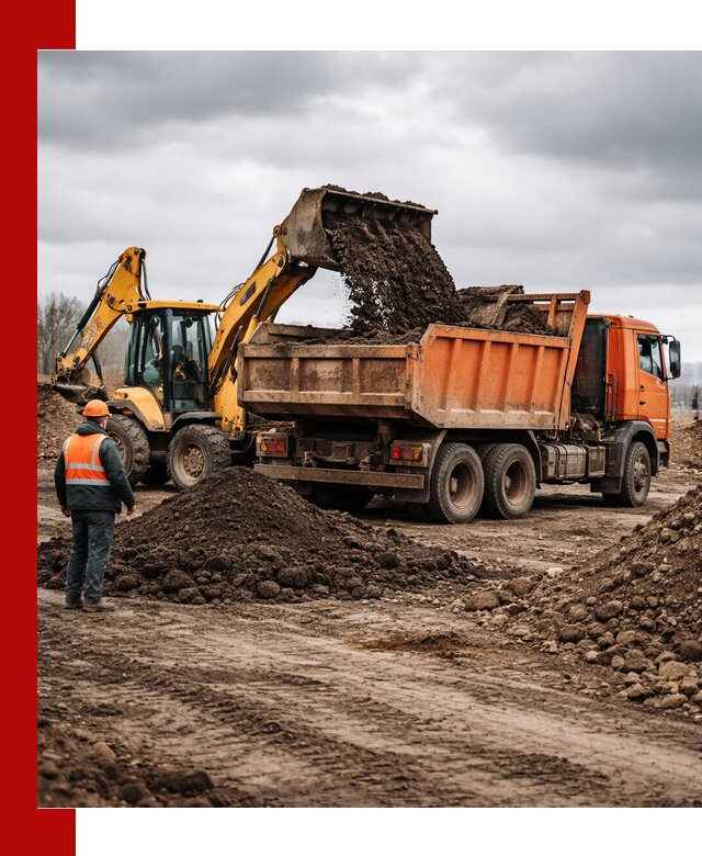 Вывоз грунта и строительного мусора в Липецке грузовыми самосвалами