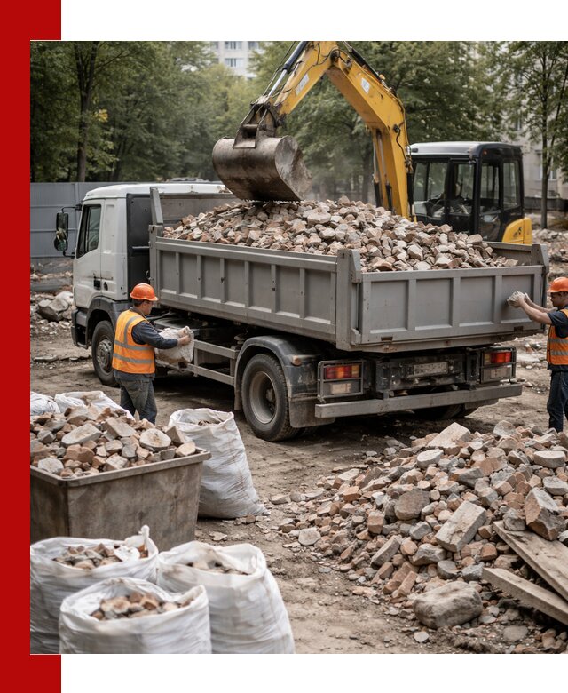 Вывоз строительного мусора в Липецке с самосвалами и контейнерами