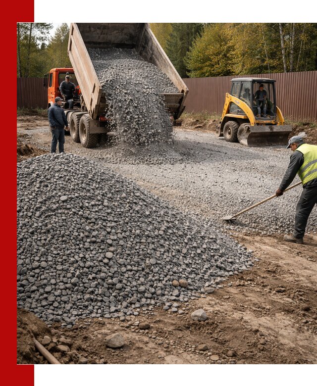 Отсыпка участка щебнем с доставкой и уплотнением в Липецке